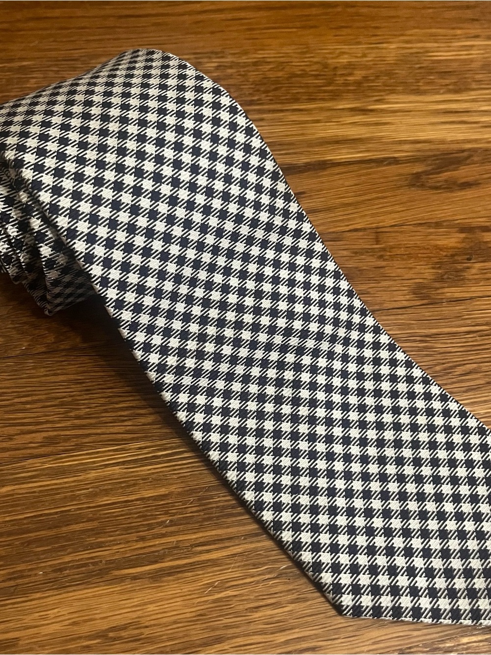 Brooks Brothers silk neck tie men’s micro houndstooth black white preppy - Picture 2 of 5